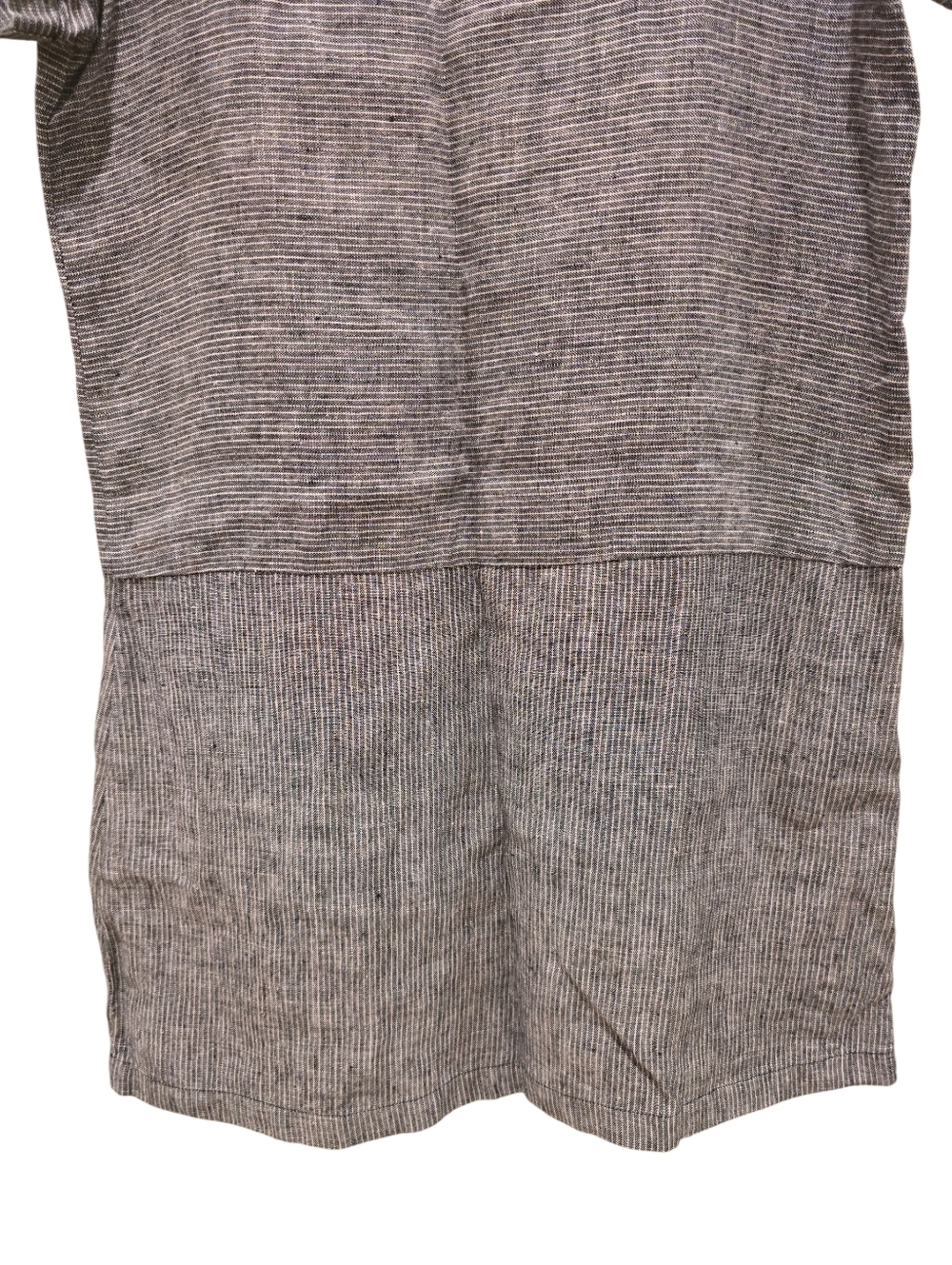 Garnet Hill 100% Linen Gray Heathered Dropwaist Short-Sleeve Midi Dress - Picture 3 of 9